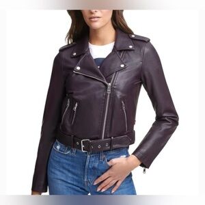 Levi's Dark Purple Faux Leather Cropped Jacket